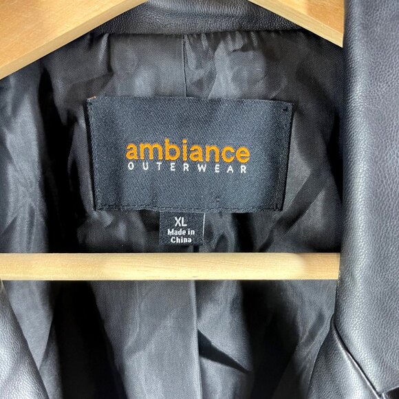 Ambiance Outerwear Black Faux Leather Jacket XL Made In China - Picture 5 of 6